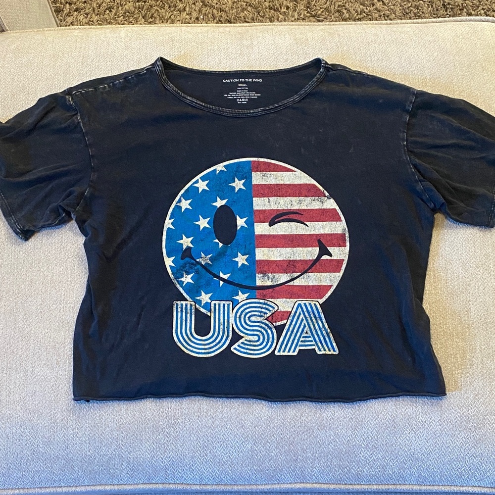 USA Flag Smiley Kids T-Shirt